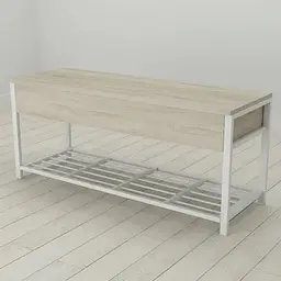 Банкетка із ящиком Ferrum-decor Дрейк 1 550x1000x400 метал Білий ДСП Сонома 16 мм (FRD-103055)