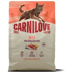 Сухий корм для кішок Carnilove True Fresh Beef Sterilised 2 кг (8595602582174)