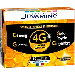 Натуральна добавка Juvamine 4G Тонус женьшень + маточне молочко + гуарана + імбир 10 x 10 мл
