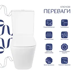 Унітаз підлоговий Qtap Tern Ultra Quiet з сидінням Slim Duroplast/ Soft-close/ Quick Release QT17226003AW - мініатюра 2