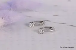 Сережки з білого золота з фіанітами S-0088 - мініатюра 3