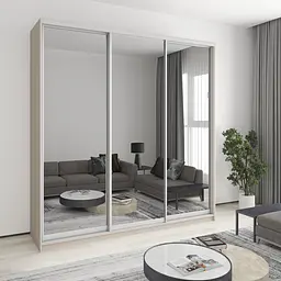 Шафа-купе тридверна MebelStar Стандарт AL 3 Дзеркала 230x60x240 см Кашемір (MBS-1873)