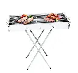 Переносний мангал барбекю гриль BARBECUE TRAY 770SS MD-008 70×30×70 см з решіткою, металевий портативний мангал