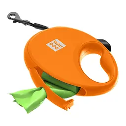 Повідець-рулетка для собак Waudog R-leash з контейнером для пакетів світловідбивна стрічка M до 20 кг 5м помаранчевий - мініатюра 7