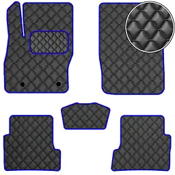 Килимки в салон Екошкіра для Ford Focus II 2004-2010 Чорні-Синій 5 шт (Rombus)