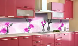 Вініловий кухонний фартух Невагомість наклейка для кухні ПВХ Квіти Рожевий 60х250 см Happy Pocket Z181466 - мініатюра 2