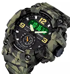 Наручний годинник чоловічий Skmei 1637 Army Green Camo, 1637CMGN (18441) - мініатюра 3
