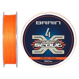 Шнур Brain Scout 4X 150 м (fluoro Orange) 0.183 мм 11.9 кг