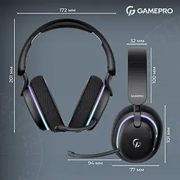 Навушники GamePro Asgard Bragi 7.1 RGB Tri-Mod Black бездротові (HSW250B) - мініатюра 5