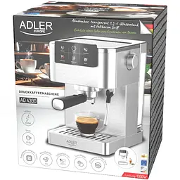 Кавомашина Adler AD 4390 ріжкова/ 1350 Вт/ 20 бар/ 1,5л/ мелена/ капучінатор/сіра - мініатюра 8