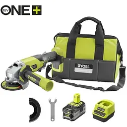 Шліфмашина кутова акумуляторна RYOBI, M18 M18 R18AG-140S, діаметр 115мм (ЗП+1 акум.x 4.0Aг, сумка)