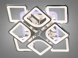 Стельова LED-люстра Diasha S8060/4+4HR 3color з пультом і димером, хром, 130W, 7150 lm, квадратні акрилові плафони 49×49 см - мініатюра 3
