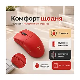 Мишка Thunderobot ML903mini 8K Tri-mode Red (6932066320218) - мініатюра 2