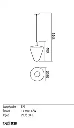 Підвісний світильник Redo PIN SU 1x42W E27 ABAJUR CONIC BK (5.1.1) 01-1398 - мініатюра 3