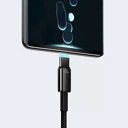 Кабель Baseus Tungsten Gold Fast Charging USB to Type-C 100W (2m) black (CAWJ000101) - мініатюра 7