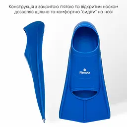 Короткі ласти для тренування в басейні Renvo Frio із закритою п'ятою синій розмір 42-44 (SF100-04 42-44) - мініатюра 6