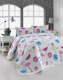 Покривало стьобане з наволочками Eponj Home - Kokteyl beyaz білий 200x220