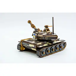 Дерев'яний 3D конструктор Танк PuzzleOk 162-0074 162 деталі - мініатюра 3