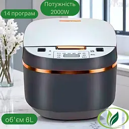 Мультиварка - рисоварка Henschll HS-2002 з електронним керуванням та таймером 6л 14 програм 2000Вт LED дисплей - мініатюра 6