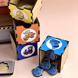 Дерев'яна настільна гра "Транспорт-2" сортер-комодик Ubumblebees 24х15х6 см igr0001509 - мініатюра 6