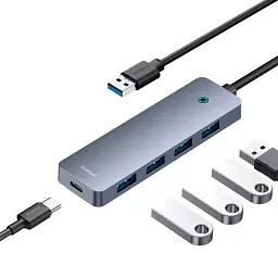 USB-хаб Baseus UltraJoy 4-Port HUB Lite 50cm Space Grey (USBA to USB3.0*4+Type-C5V) B0005280B811-01 - мініатюра 5