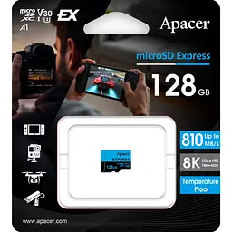 Карта пам'яті Apacer microSDXC 128GB Class 10 UHS-I U3 V30 A1 (AP128GMCEXG3X17-RA) [150033] - мініатюра 2
