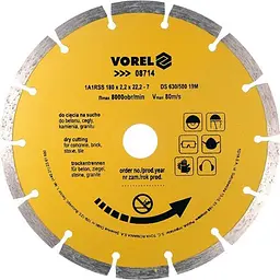Диск відрізний алмазний сегментний VOREL SEGMENT Ø=180 мм (8714)