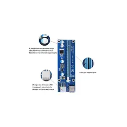 Райзер PCI-E x1 to 16x 60cm USB 3.0 Cable SATA to 6Pin Power v.006C Dynamode (RX-riser-006c 6 pin) - мініатюра 5
