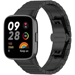 Ремінець DK Metal Link Steel Watch Band для Xiaomi Redmi Watch 3 (black) - мініатюра 3