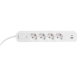 Мережевий подовжувач Videx Oncord з кнопкою USB(QC3.0) + USB-C(PD20W) білий 3 м (VF-PD43G1QC1PD-W) - мініатюра 3