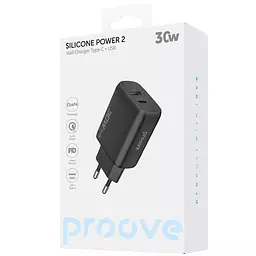 Зарядний адаптер - блок живлення Proove Silicone Power 2 30W (2 порти Type-C + USB) WCSP23110001 чорний - мініатюра 2