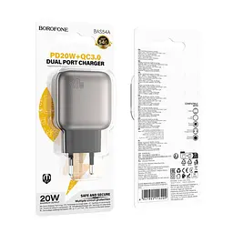 МЗП Borofone BAS54A Absolute PD20W+QC3.0 (1USB-A/1C) Black - мініатюра 4