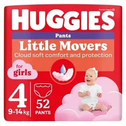 Підгузки Huggies Little Movers/Pants 4 (9-14 кг) для дівчаток 52 шт (5029053547541)