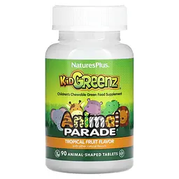 Суперфуд для дітей, Kid Greenz, Animal Parade, смак тропічних фруктів, 90 жувальних Nature's Plus vit0001849