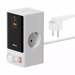 МЗП Baseus Power Combo Digital Power Strip SVs 65W 2AC + 1 USB + 1Type-C with Retractable Type-C Cable PSLR000602 White