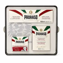 Набір подарунковий для гоління Proraso Vintage Selection Toccasana в металевій коробці Делікатне гоління та догляд для чутливої шкіри
