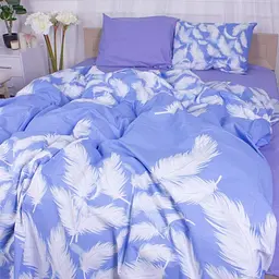 Підковдра на блискавці MirSon Feathers 17-0590, бязь, 140х110 см, блакитна - мініатюра 2