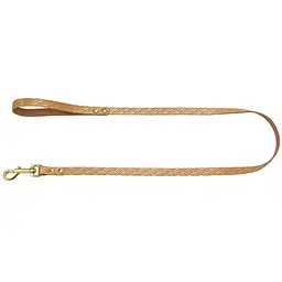 Повідець для собак BronzeDog Barksi Classic шкіряний із золотим тисненням Море L 120х1.6 см гірчиця - мініатюра 2