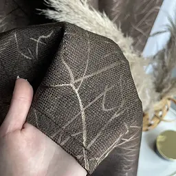Льняні штори "бите скло" коричневого кольору 2шт. 150х270 з білим шифоновим тюлем 400х270, на тасьмі ALBO pbe0052733 - мініатюра 8