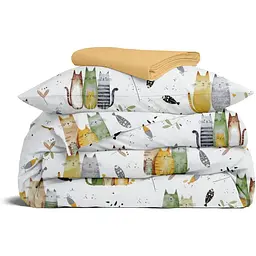 Комплект постільної білизни Cosas Forest cats Підлітковий зелений (ForestCats_El80-11Honey_155)