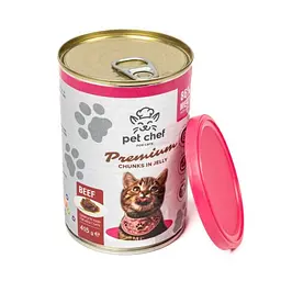 Корм вологий для дорослих котів Pet Chef, шматочки в желе з яловичиною 415 г - мініатюра 3