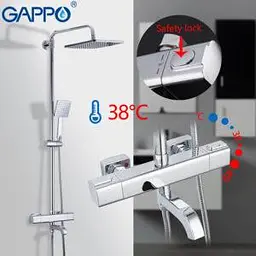 Душова система з термостатом Gappo G2499-40, вилив - перемикач на лійку, 3-функції, нержавіюча сталь, Нержавіюча сталь - мініатюра 5