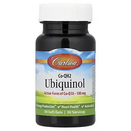 Убихинол CoQH2 Ubiquinol 100 mg 30 жидких капсул Carlson vit0004827