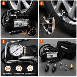 Автомобільний компресор Force PLUS 12v 150вт 35л 7атм 14А (EL 100 020) - мініатюра 2