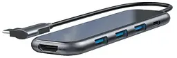 Мультіпортовий адаптер USB Хаб Baseus Multi-functional HUB 3USB3.0/HD4K/PD Gray CAHUB-BZ0G - мініатюра 2