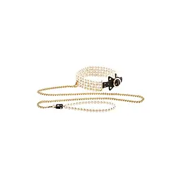 Ошийник з повідцем Guilty Pleasure BDSM Luminous Pearl Leash Collar (золотий) - мініатюра 4