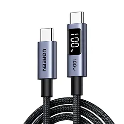 Кабель UGREEN L529 USB-C - USB-C PD 100 Вт з дисплеєм 2 м чорно-сірий (65863)