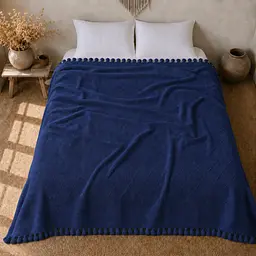 Покривало-плед з бахромою 200х230 синій LoveYouHome 200 x 230 см - мініатюра 5