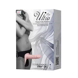 Страпон з вібрацією Ultra Vibrating Doble-Heads LyBaile тілесний - мініатюра 2