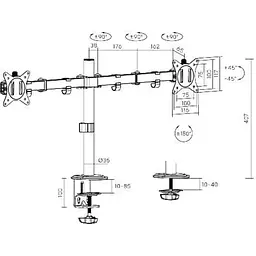 Настільне кріплення для моніторів Brateck LDT66-C024 17`-32` Black [107946] - мініатюра 4